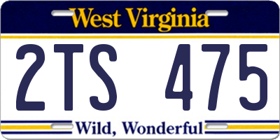WV license plate 2TS475