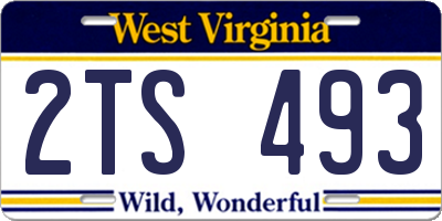 WV license plate 2TS493