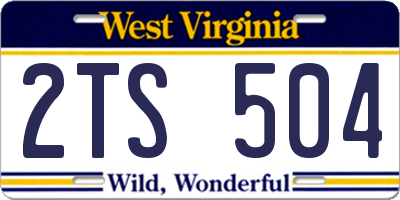 WV license plate 2TS504