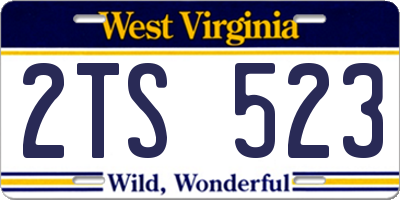 WV license plate 2TS523