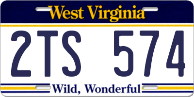 WV license plate 2TS574