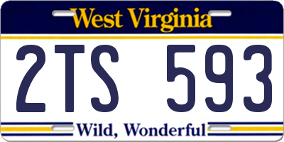 WV license plate 2TS593