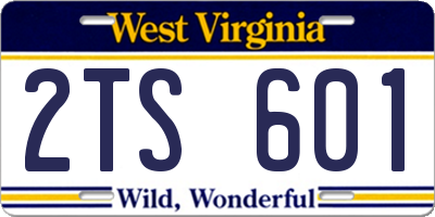 WV license plate 2TS601