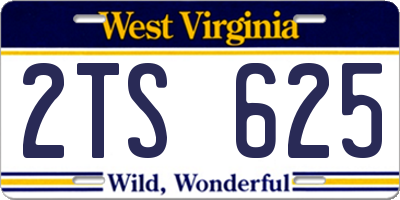 WV license plate 2TS625