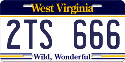 WV license plate 2TS666
