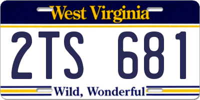 WV license plate 2TS681