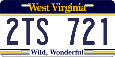 WV license plate 2TS721