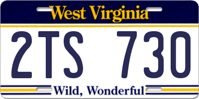 WV license plate 2TS730