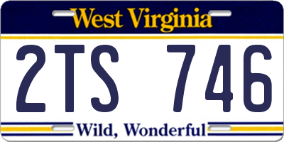 WV license plate 2TS746