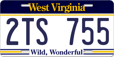 WV license plate 2TS755