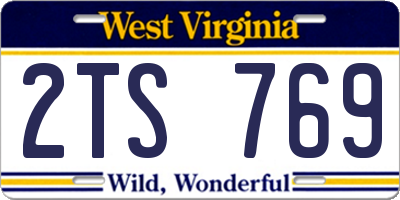 WV license plate 2TS769