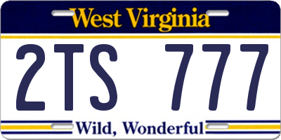 WV license plate 2TS777