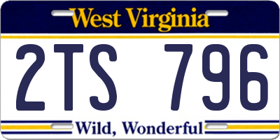 WV license plate 2TS796