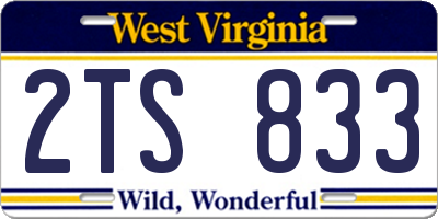WV license plate 2TS833