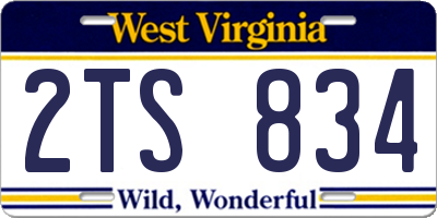 WV license plate 2TS834