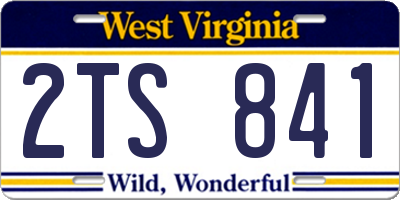 WV license plate 2TS841