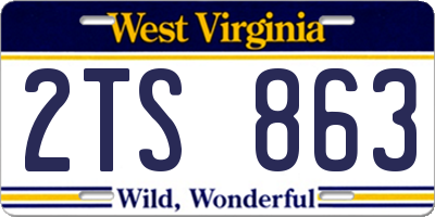 WV license plate 2TS863