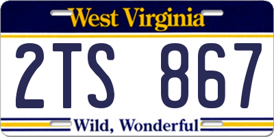 WV license plate 2TS867