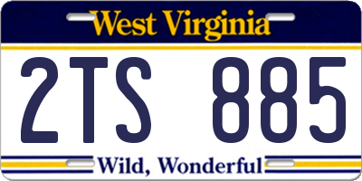 WV license plate 2TS885
