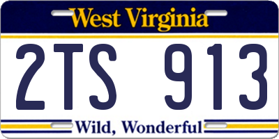 WV license plate 2TS913