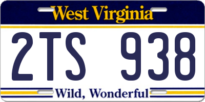 WV license plate 2TS938