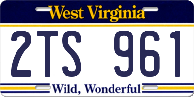 WV license plate 2TS961