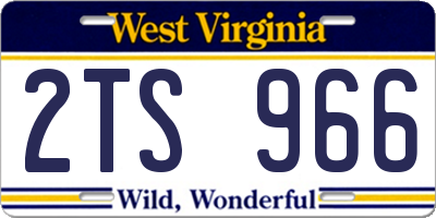 WV license plate 2TS966