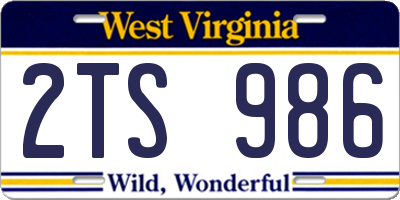 WV license plate 2TS986