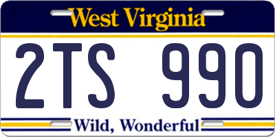 WV license plate 2TS990