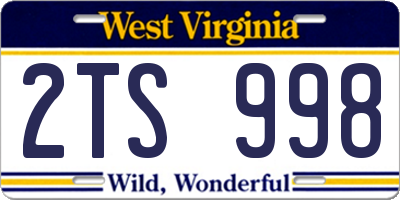 WV license plate 2TS998