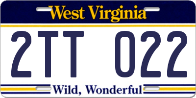 WV license plate 2TT022