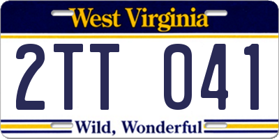 WV license plate 2TT041