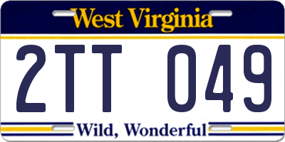 WV license plate 2TT049