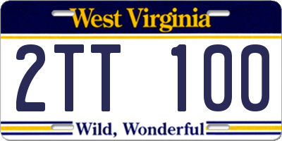 WV license plate 2TT100
