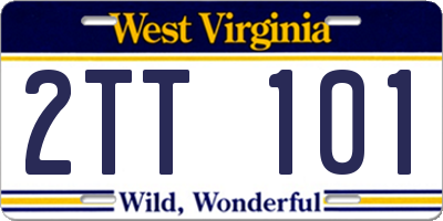 WV license plate 2TT101