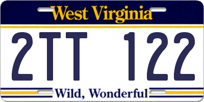 WV license plate 2TT122