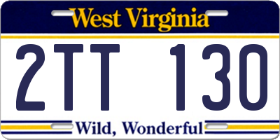 WV license plate 2TT130