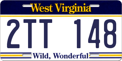 WV license plate 2TT148