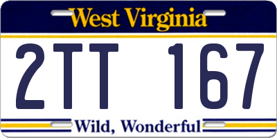 WV license plate 2TT167