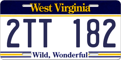 WV license plate 2TT182