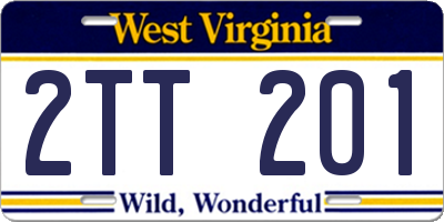 WV license plate 2TT201