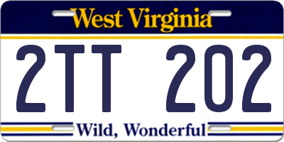 WV license plate 2TT202