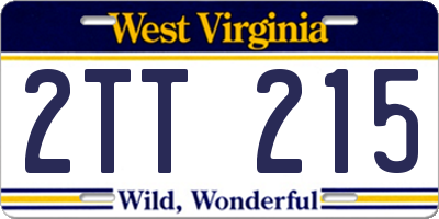 WV license plate 2TT215