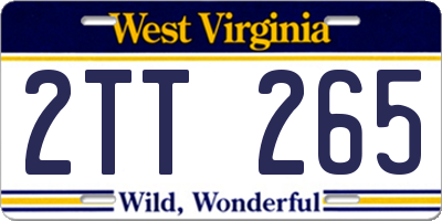WV license plate 2TT265