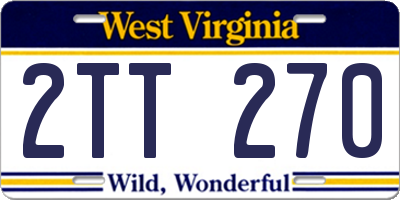 WV license plate 2TT270
