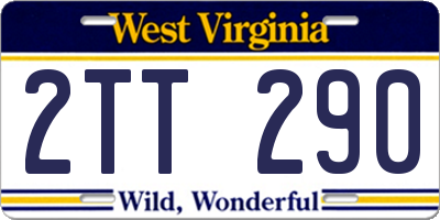 WV license plate 2TT290