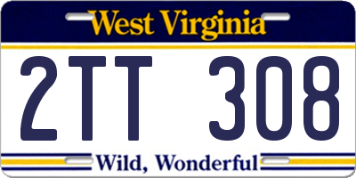 WV license plate 2TT308