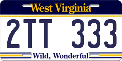 WV license plate 2TT333