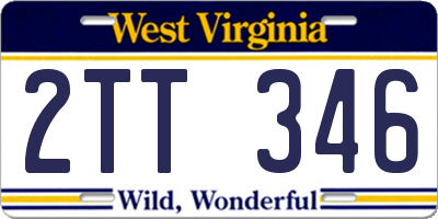 WV license plate 2TT346