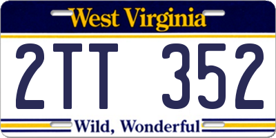 WV license plate 2TT352